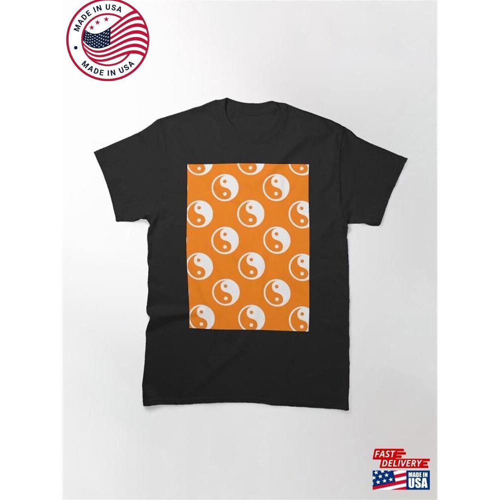Orange White Yinyang Classic T-Shirt Unisex